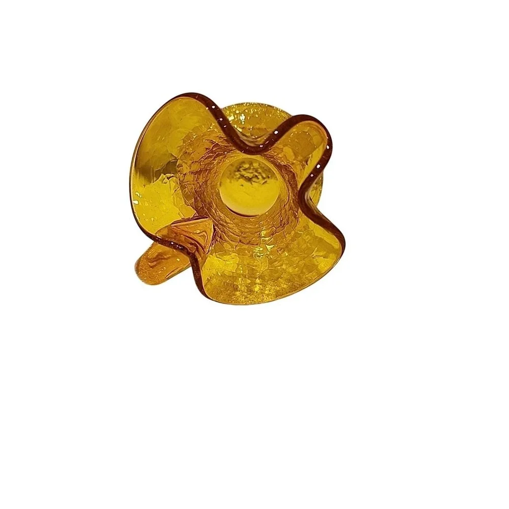 Amber Crackle Glass Mini Pitcher Vase with Handle‎ Decorative Accent Piece
